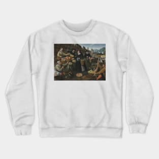 A Fruit and Vegetable Stall Above the Weinmarkt in Frankfurt (Allegory of Autumn) by Lucas van Valckenborch and Georg Flegel Crewneck Sweatshirt